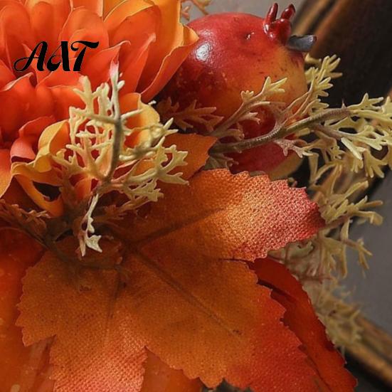 Indoor Halloween Holiday Accents Fall Pumpkin Table Ornament, Artificial Foam with Flower, Maple Durable Ornaments Leaves, Berry for Autumn