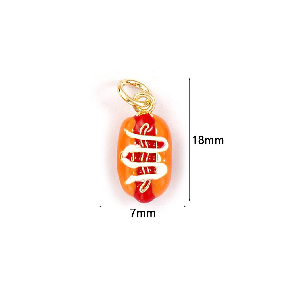 1 Piece Brass Charms 18K Gold Plated Enamel 3d Popcorn Chocolate French Fries Hamburger Pendants For DIY Necklace Jewelry Making