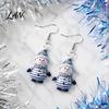 Acrylic Hangtag Earrings 1 Pair Cute Christmas Snowman Dangle Drop Earrings, Striped Design Hook Winter Holiday Party Jewelry for Women Anti-rust Ear