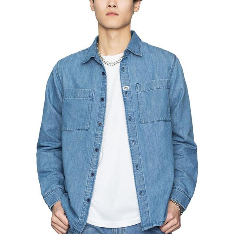 Lee Shirts Men's Light Blue Pointed Collar Moderate Other LMT001591100325A00498