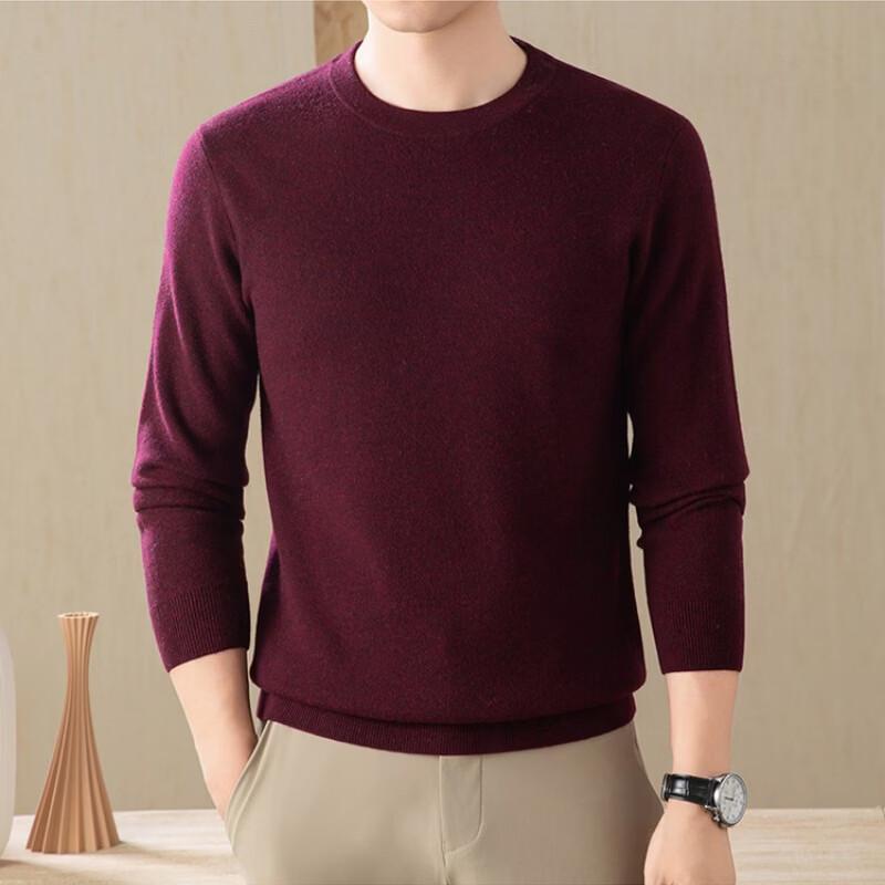 Hengyuanxiang Men's Thickened Pure Wool Winter Knit Pullover