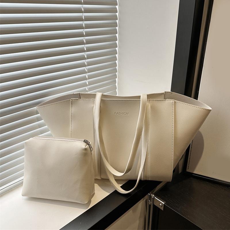 

Yogodlns Минималистичный набор сумок-тоут с принтом букв, ПУ, на молнии, на плечо для женщин, для покупок и повседневного использования 30x13.5x26cm бежевый