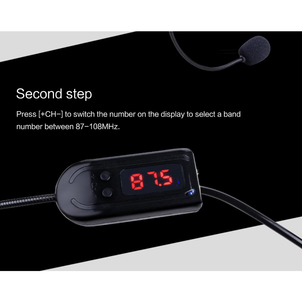 FM Wireless Microphone Headset High-definition Digital Tube Display Frequency Microphone Headset 15-20m/49-65in