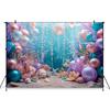 Mermaid Photography Backdrop Bluey Underwater World Purple Shell Starfish Balloon Birthday Decorations Background Photo Studio