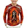 Kids Long Sleeve Round Neck T-Shirt with Halloween Print for Casual Everyday Wear