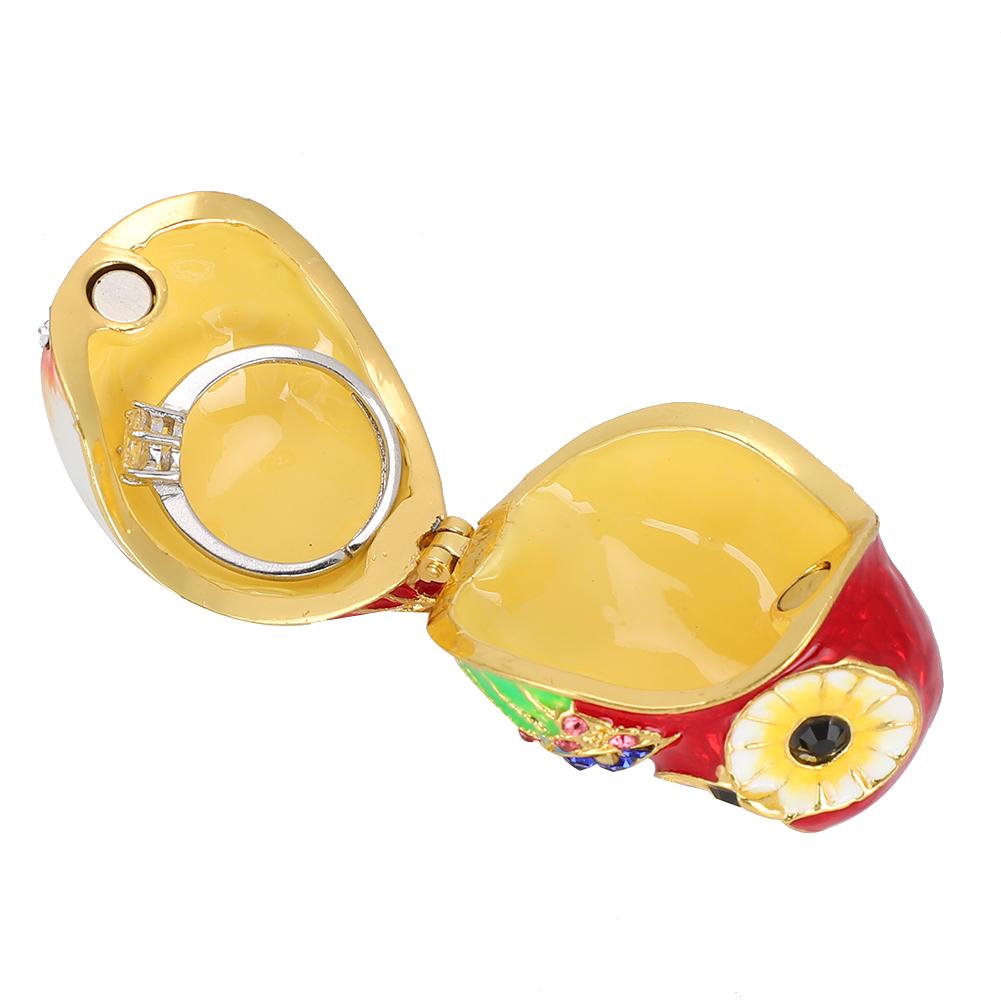 Owl Jewelry Box Alloy Metal Crafts Storage Enameled Painted Ornaments Home Decoration