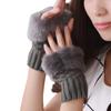 1 Pair Women Gloves Solid Color Fuzzy Plush Warm Winter Mittens for Daily Wear