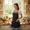 Flirty Vintage Bow Lace Apron Adjustable with Pockets Florist Apron Stain Resistant Polyester Gardening Work Uniform BBQ