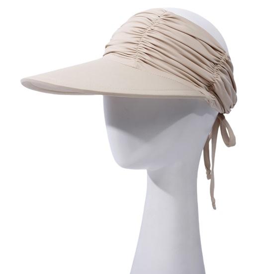 Sun Hat Wide Brim UV Protection Ponytail Hat Pleated Design Elastic Fit Empty Top Hat Summer Beach Travel Outdoor Sports Hat
