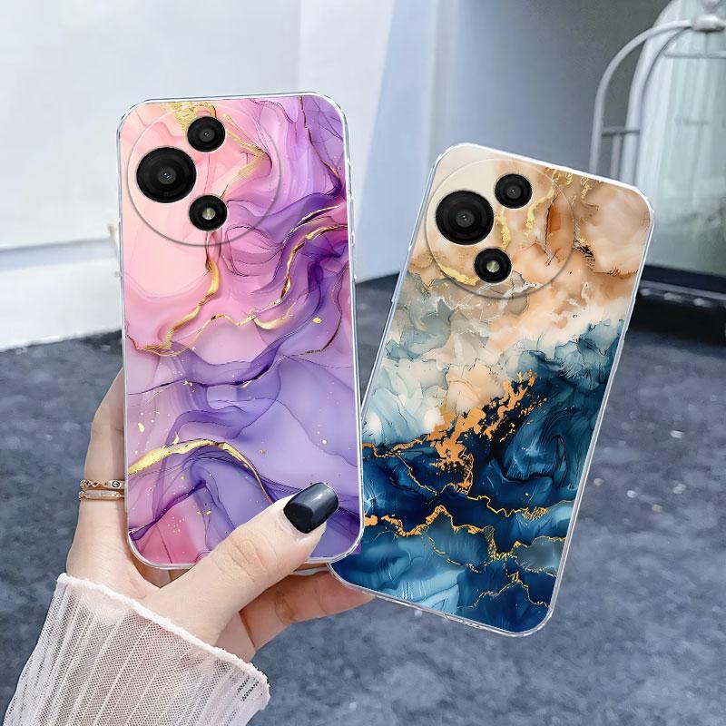 For TCL 60R 5G T519H 2025 Case Flower Marble Phone Case For TCL 60 SE 605 T517H Funda Transparent Soft Silicone Protect Cover