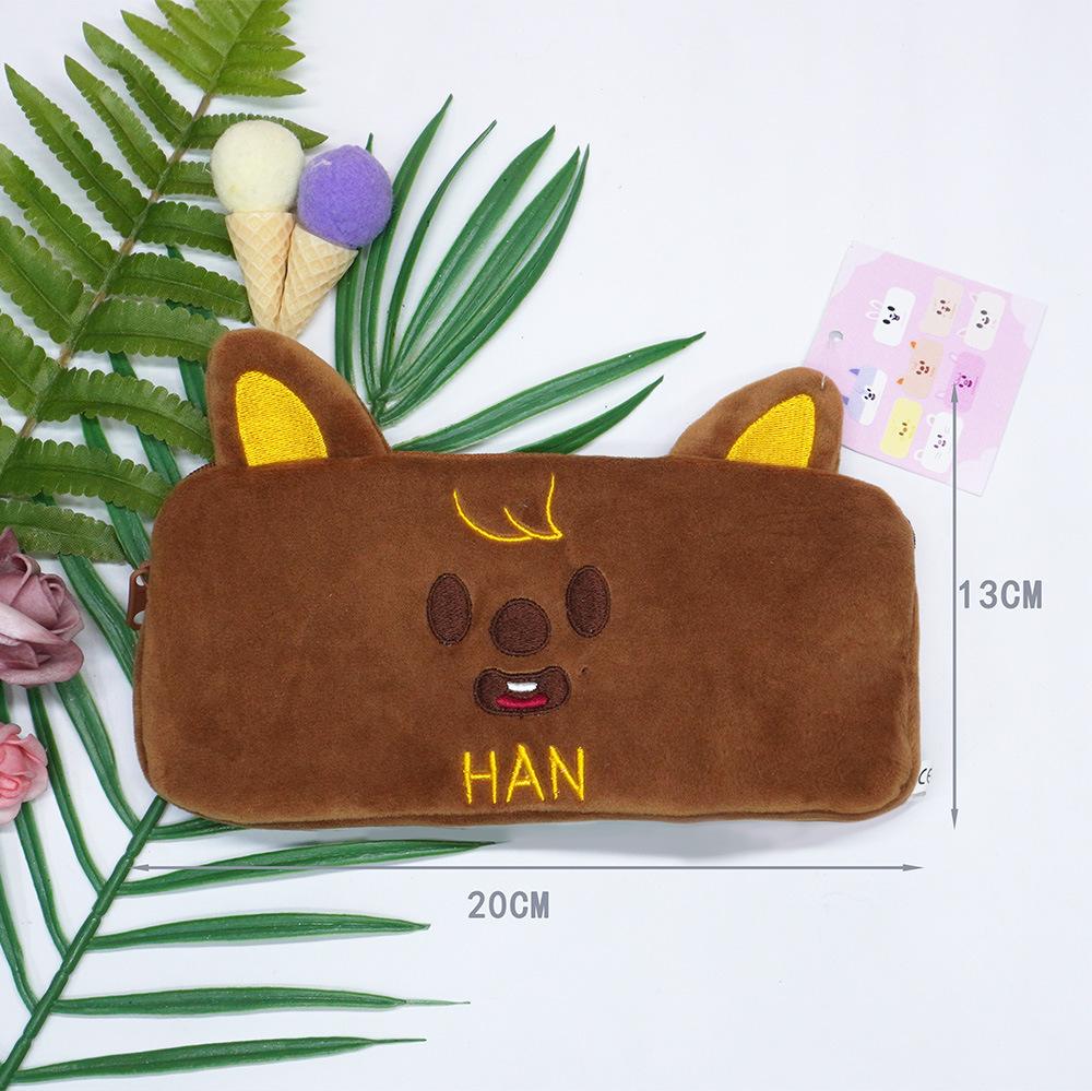 Korean Star Boy Group Plush Pen Bag K-pop Peripheral Image Cartoon Series SK Bead Chain Pendant Stationery Bag