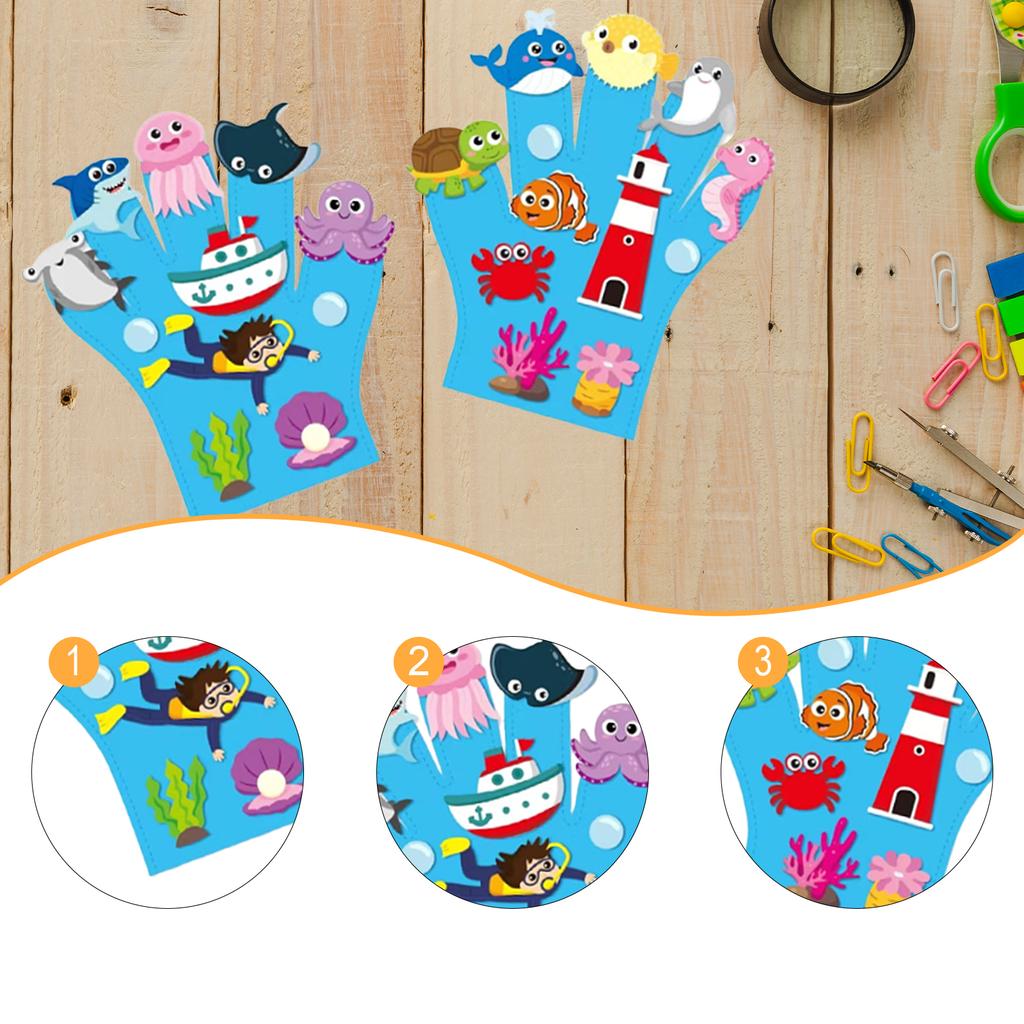 2Pcs Animals Felt Story Finger Puppets DIY Making Kit Education Gift Interactive for Home Classroom Activities Early Learning