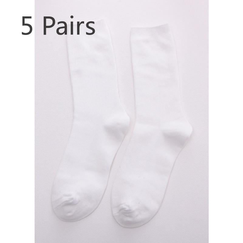 5 Pairs Socks Women's Spring and Summer Cotton Socks Mid-calf Socks College Style Tide Personality Versatile Double Needle Long Tube Stacked Socks