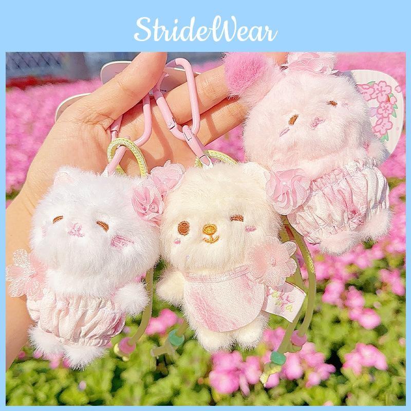 Bear Cherry Blossom Rabbit Cat Plush Keychain Stuffed Doll Toy Pendant Gift