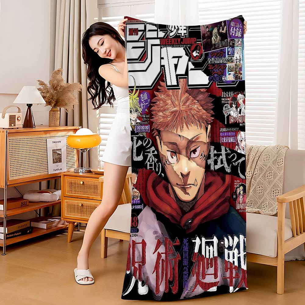 Jujutsu Kaisen Anime Mikrofaser Bedrucktes Strandtuch Bergsteigen Yoga Strand Schwimmen Laufen Saugfähiges Weiches Handtuch