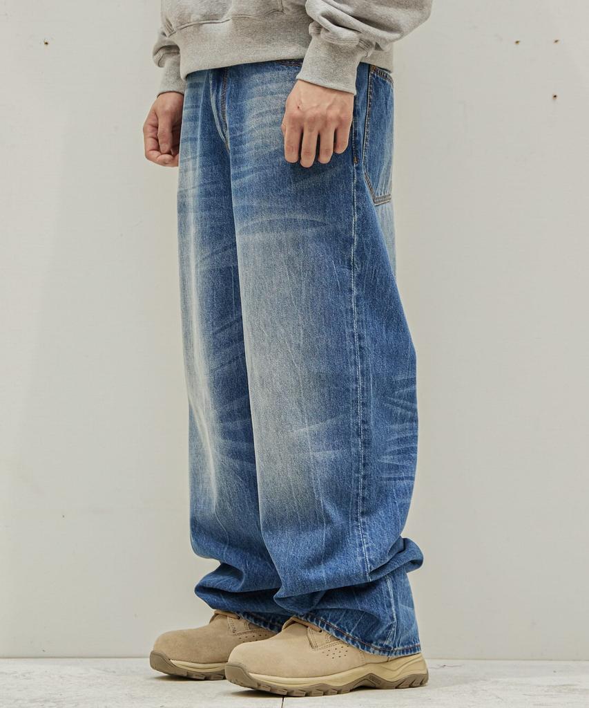 Iseuteuseobiseusyab Cat Brush Washing Denim Pants - M/Blue