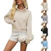 Women's Cropped Zip-Up Hoodie with Pockets Long Sleeve Loose Fit Color Sweatshirt