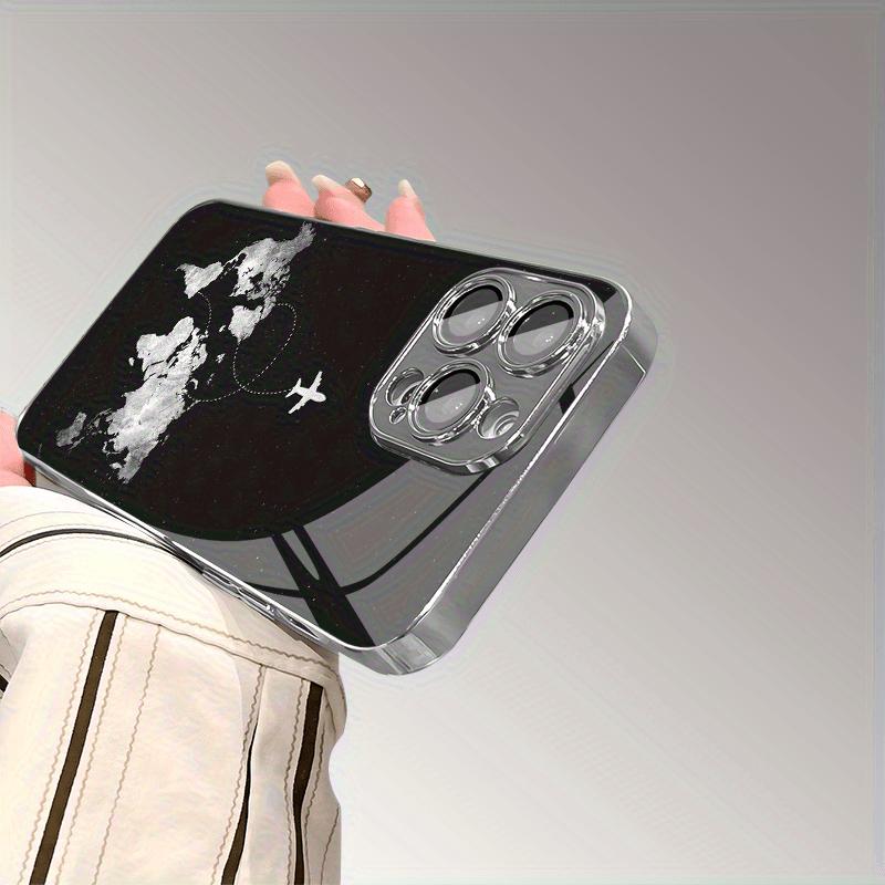 Minimalistisches Flugroutenmuster Glas Galvanisiertes Handyhülle Für iPhone 11 12 13 14 15 16 17 Pro Max 14 Plus 16E 17Air Hülle