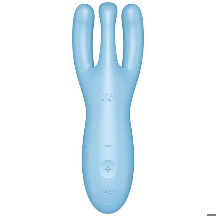Vibromasseur - SATISFYER - Threesome 4 - Bleu - Silicone médical - 12 programmes de vibration