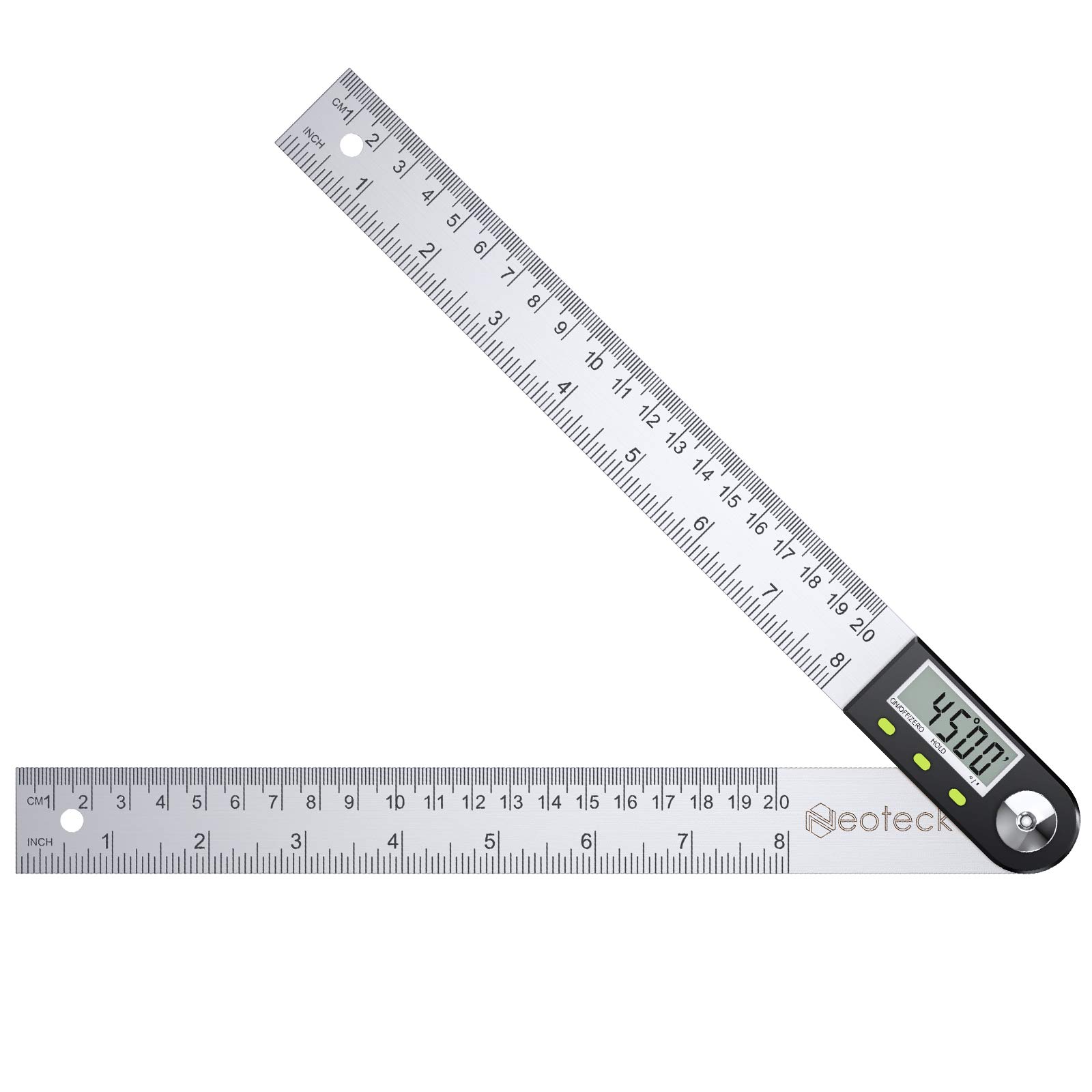 

Neoteck Digital Angle 360 with Hold Zero Stainless Steel LCD Angle Angle Gauge Ruler, Degree, 200mm, Function, Reset, Display, Protractor, Ruler,