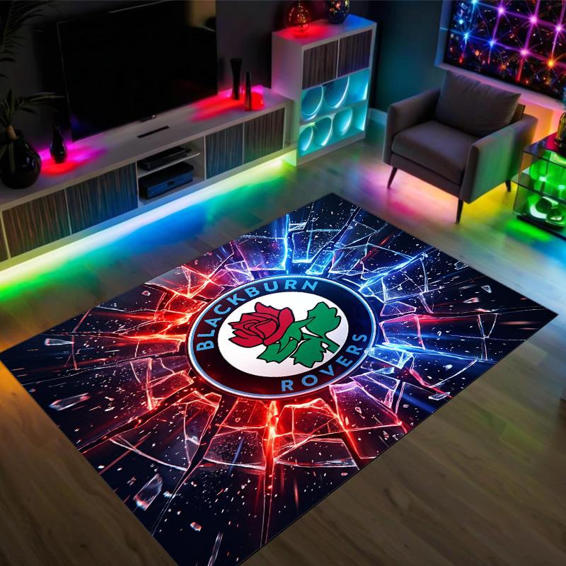 Blackburn Rovers Football Design Crystal Velvet Carpet Cozy Non?Slip Printed Rug For Bedroom Living Room Entrance