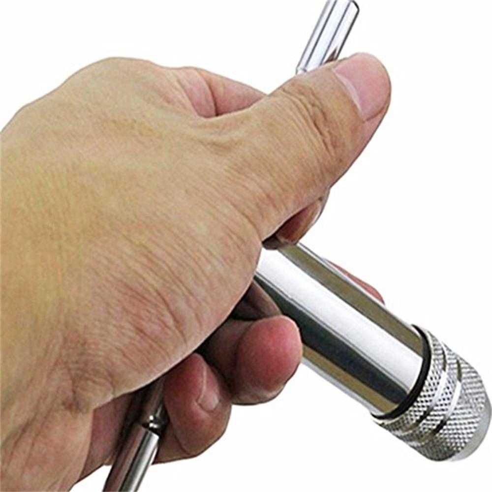 5pcs M3-M8 3mm-8mm Adjustable Silver T-Handle Tapping Screwdriver Wrench Thread Tapping Hand Tool Set Drill Hole Wood