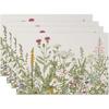 Vintage Wildflower Placemats Set of 4 Botanical Flower Table Mats for Farmhouse Kitchen Dining Table Decor