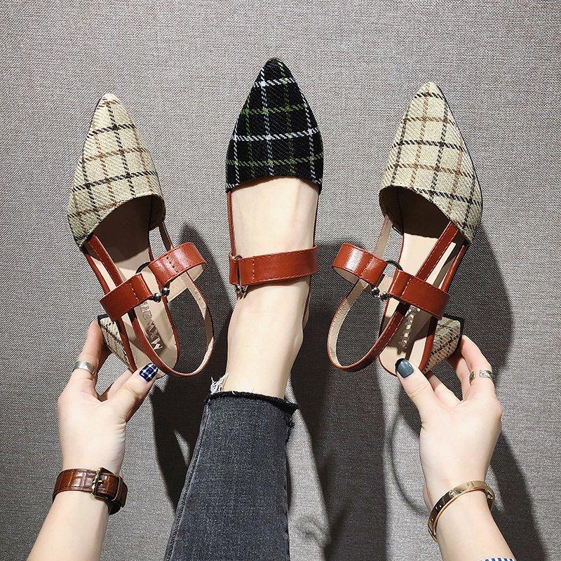 Damenschuhe Neue Hohl Grob Sandalen Hochhackige Flach Mund Spitz Pumps Arbeit Frauen Weibliche Sexy High Heels Zapatilla Gitter