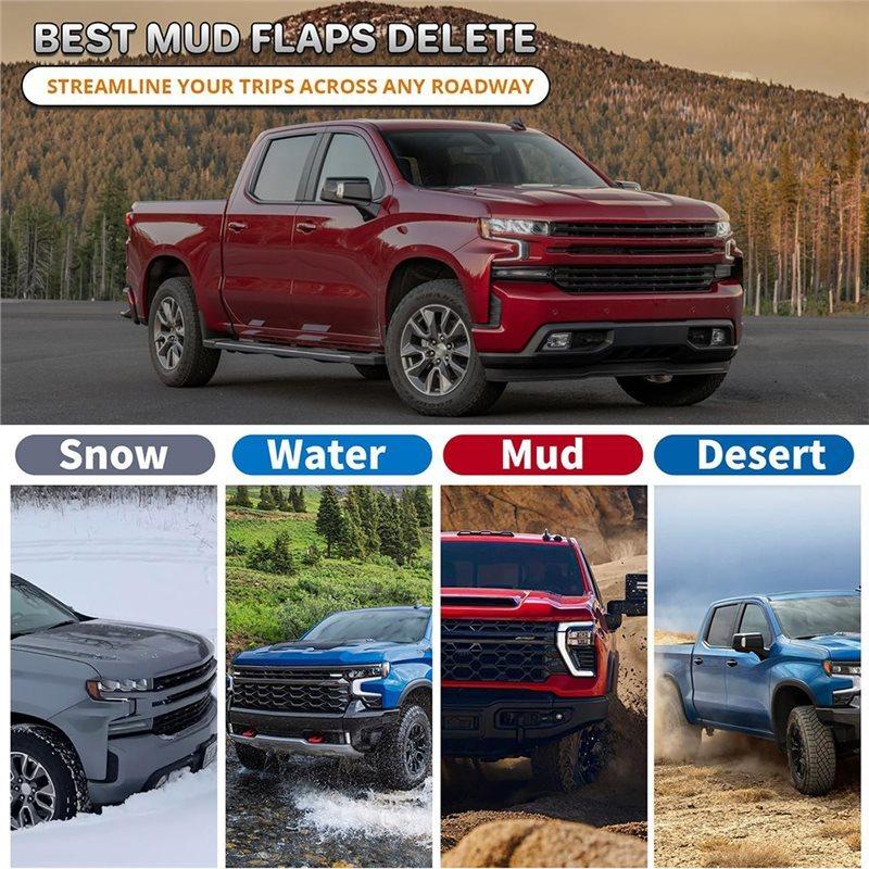Schutzblech-Set vorne und hinten(4 Stück) Für Chevy Silverado -2025, Schmutzfängerentfernung & Für Silverado 1500
