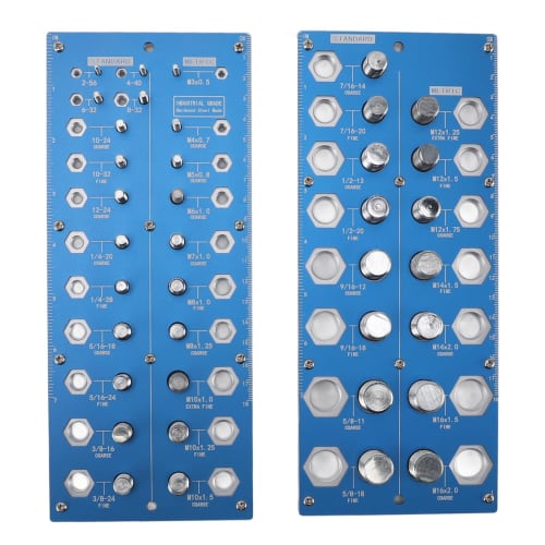 Nut and Bolt Thread Checker, 38-Hole Blue Imperial Metric Aluminum Thread Identification Gauge, High-Precision Nut and Bolt Thread Checker for Repair