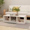  Coffee Table, White, 110x50x34 Cm, Solid Pine Wood