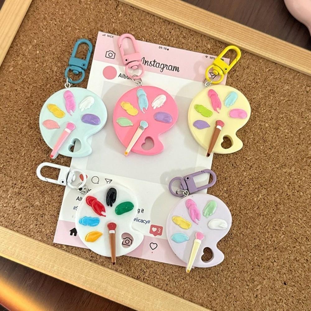 with Paintbrush Artist Palette Palette Paintbrush Keychain Resin Keychain Pendant  Bags Backpacks