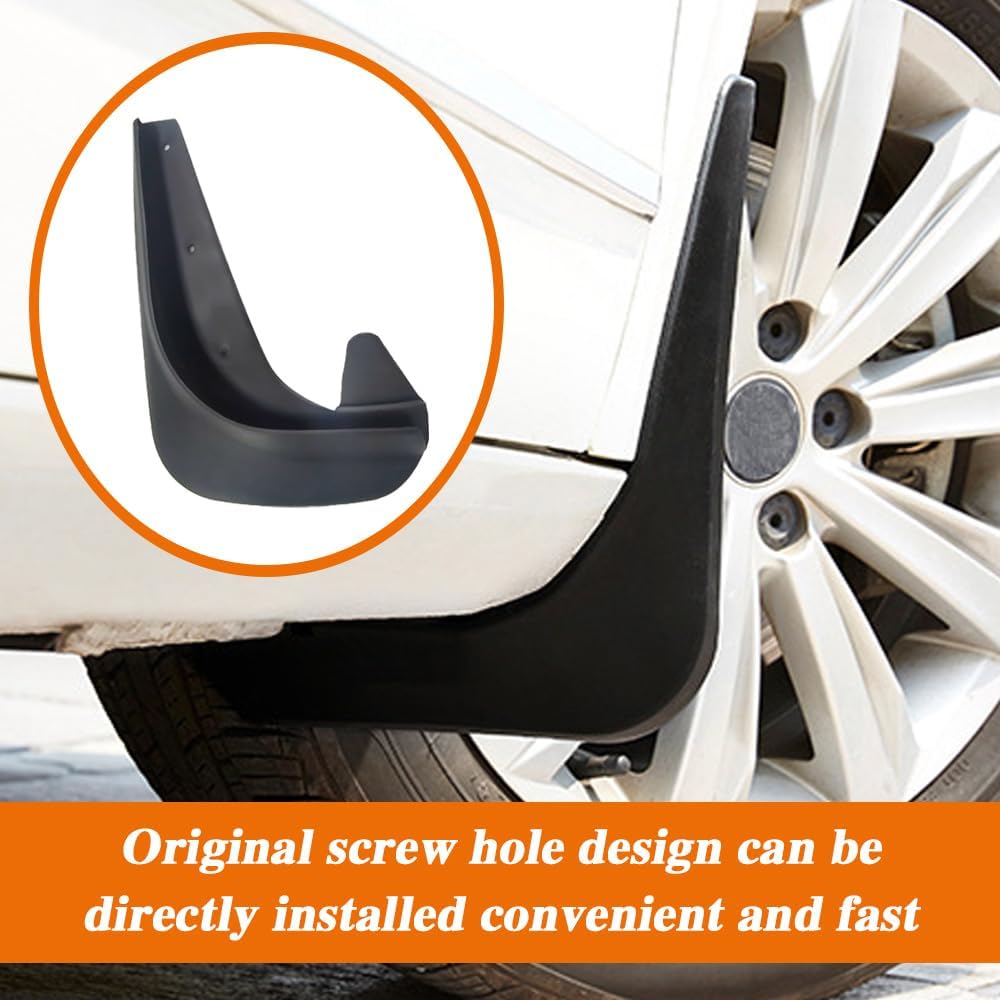 4PCS Car Mud Flaps, Black Mud Flaps Splash Guards, Front Rear Mud Flaps Splash Guards, No Drilling Mudguards Fenders Car Exterior Accessories