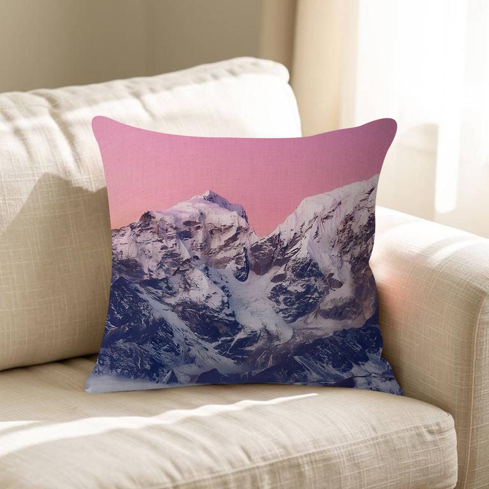 Pink Sunset Mountain Cushion Cover Pillowcase Upholstery Sofa Throw Pillow Home Decor Pillowcas