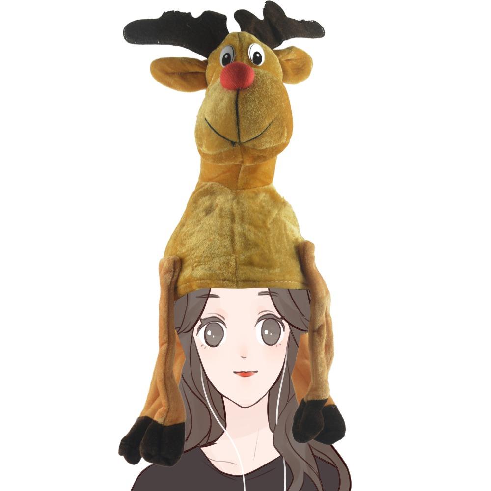 Cartoon Plush Elk Hat Ornaments Christmas Deer Cap Cute Christmas Party Props  Xmas
