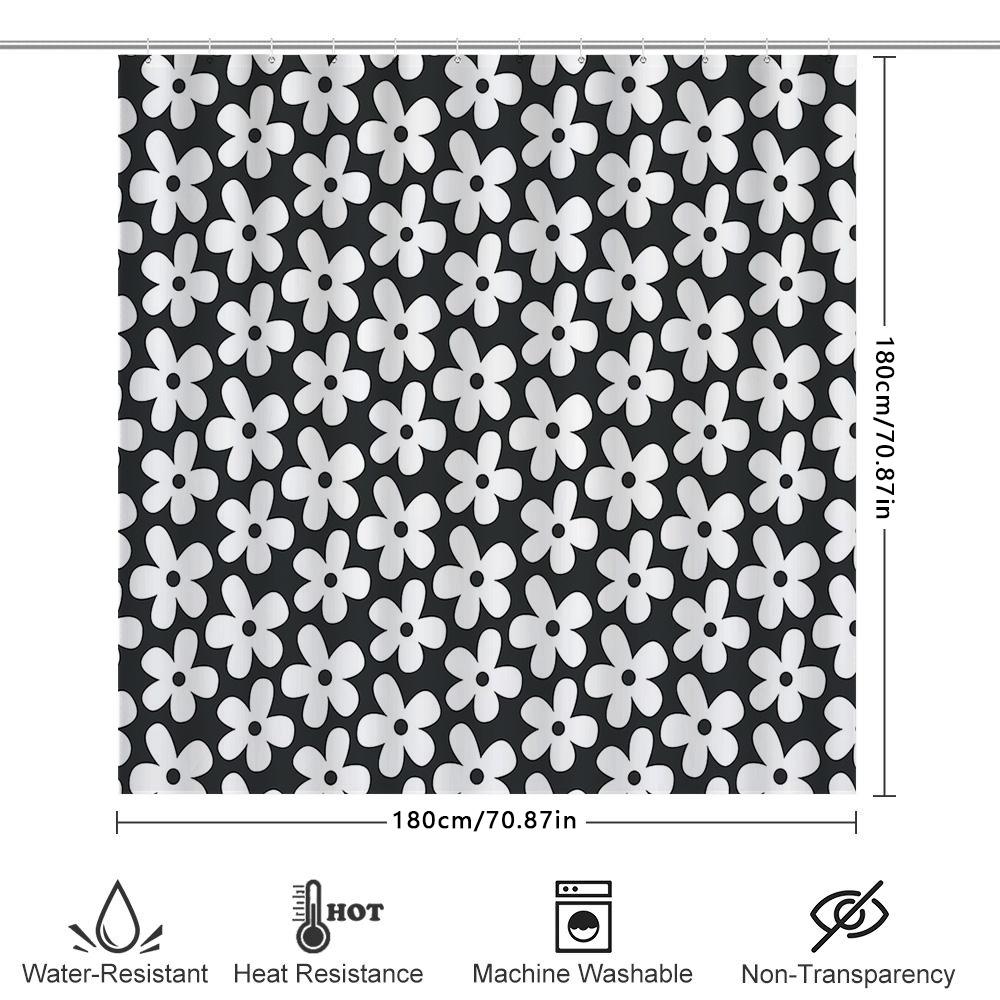 Floral Shower Curtain Botanical Bathroom Decor Vintage Flower Pattern Waterproof Fabric Liner Farmhouse Style Modern Washable Ba