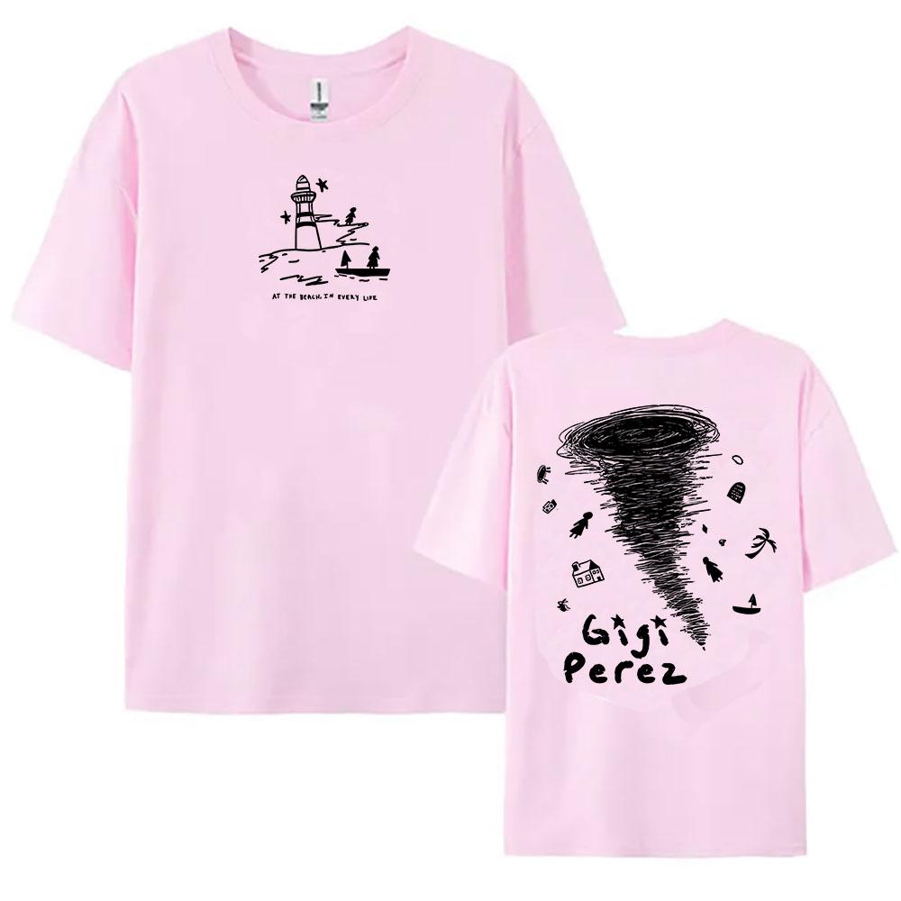 Y2K Gigi Perez Twister Camiseta Preta 2025 LP Na Praia, Em Toda Vida Camisetas Gráficas Unissex Streetwear Unisexga Curta Camisetas S