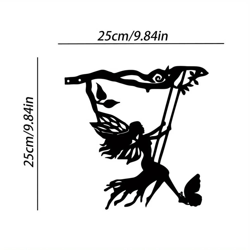 1 stück Schaukel Elfe Auf Zweig Stahl Silhouette Metall Wand Kunst Hause Garten Hof Terrasse Outdoor Statue Stake Dekoration Perfekte