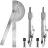 Protractor and Compass Set - 10cm (3.94 Inch) Stainless Steel Angle Finder with 2 Metal Compasses, 180° Adjustable Two Arm Ruler for Geometry,