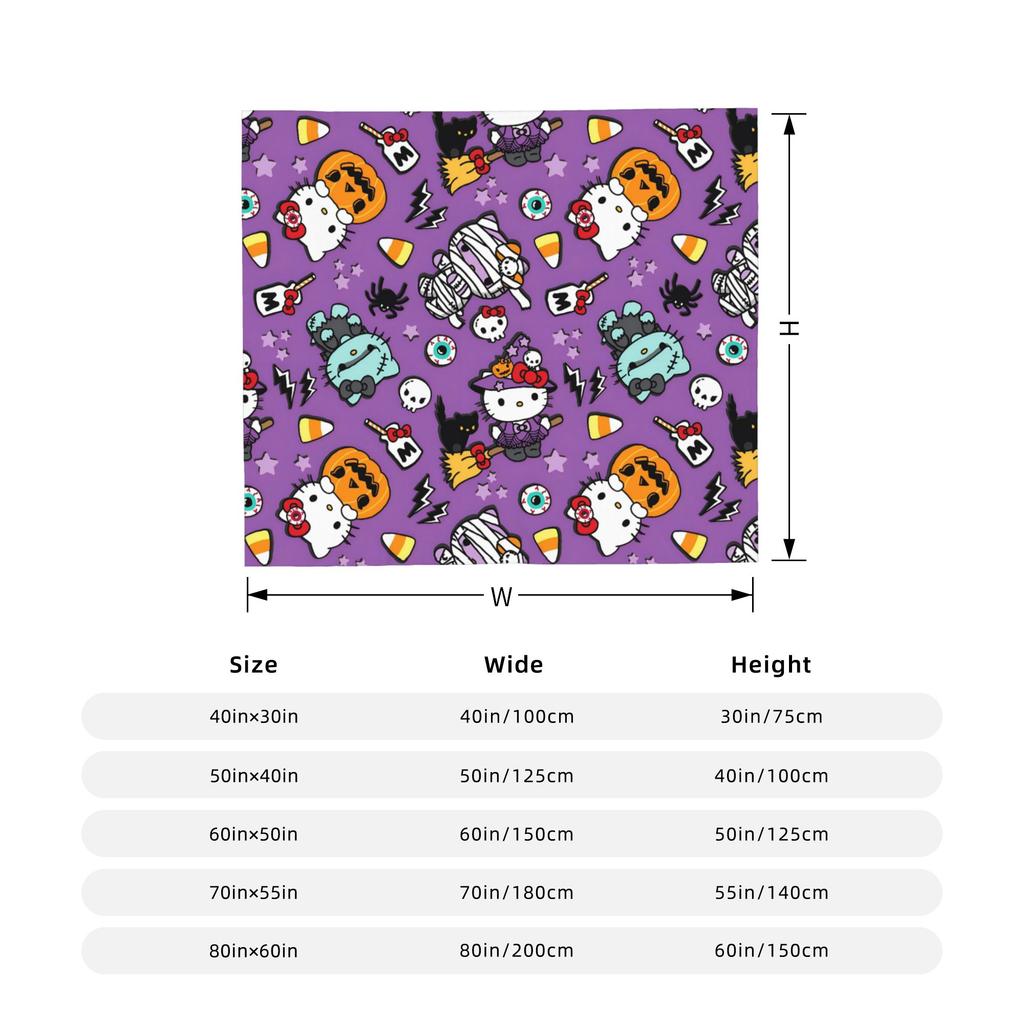 Hello Kitty Halloween Blanket Fleece Spring Autumn Pumpkins  Multifunction Warm Throw Blanket for Sofa Office Bedspreads