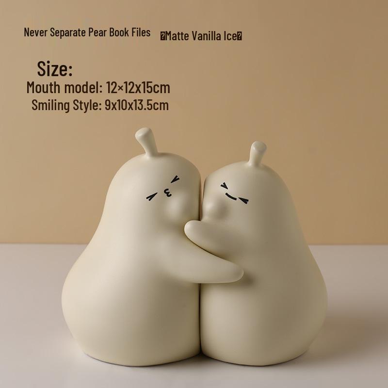 Cute Ceramic Pear Hugging Bookend - Charming Home Decor & Perfect Valentine's or Birthday Gift
