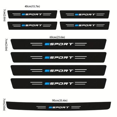 9PCS Car Door Sills Guards Stickers Film Anti Scratch Carbon Fiber Protector Scuff Pedal Cover Auto Accessories