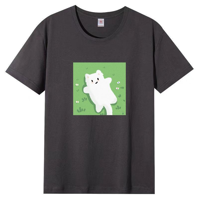 Cotton Short-sleeved T-shirt Female 2025 New Summer Printing Loose Simple Korean Version of The Top Body Shirt Female