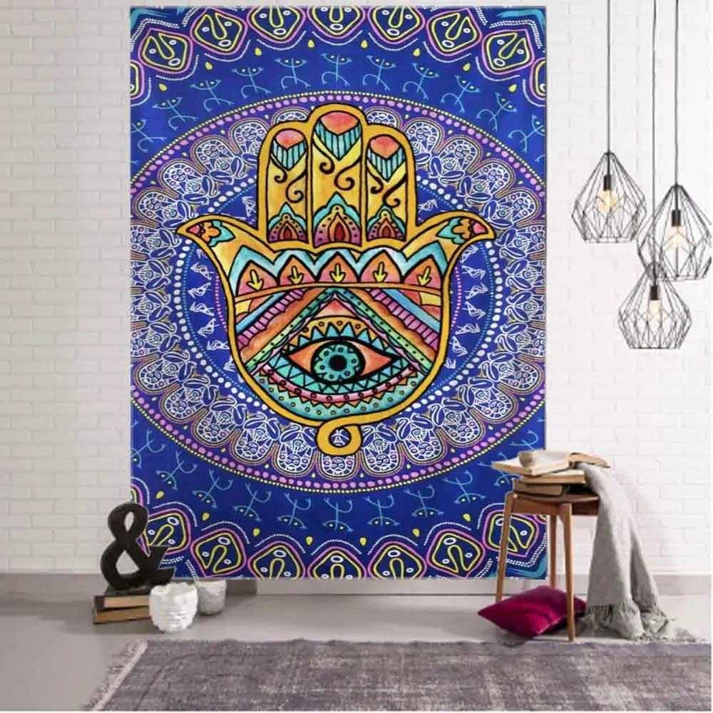 Retro Mandala Tapestry Elephant Head Buddha Psychedelic Flower Plant Wall Hanging Bohemian Aesthetics Home Wall Decoration