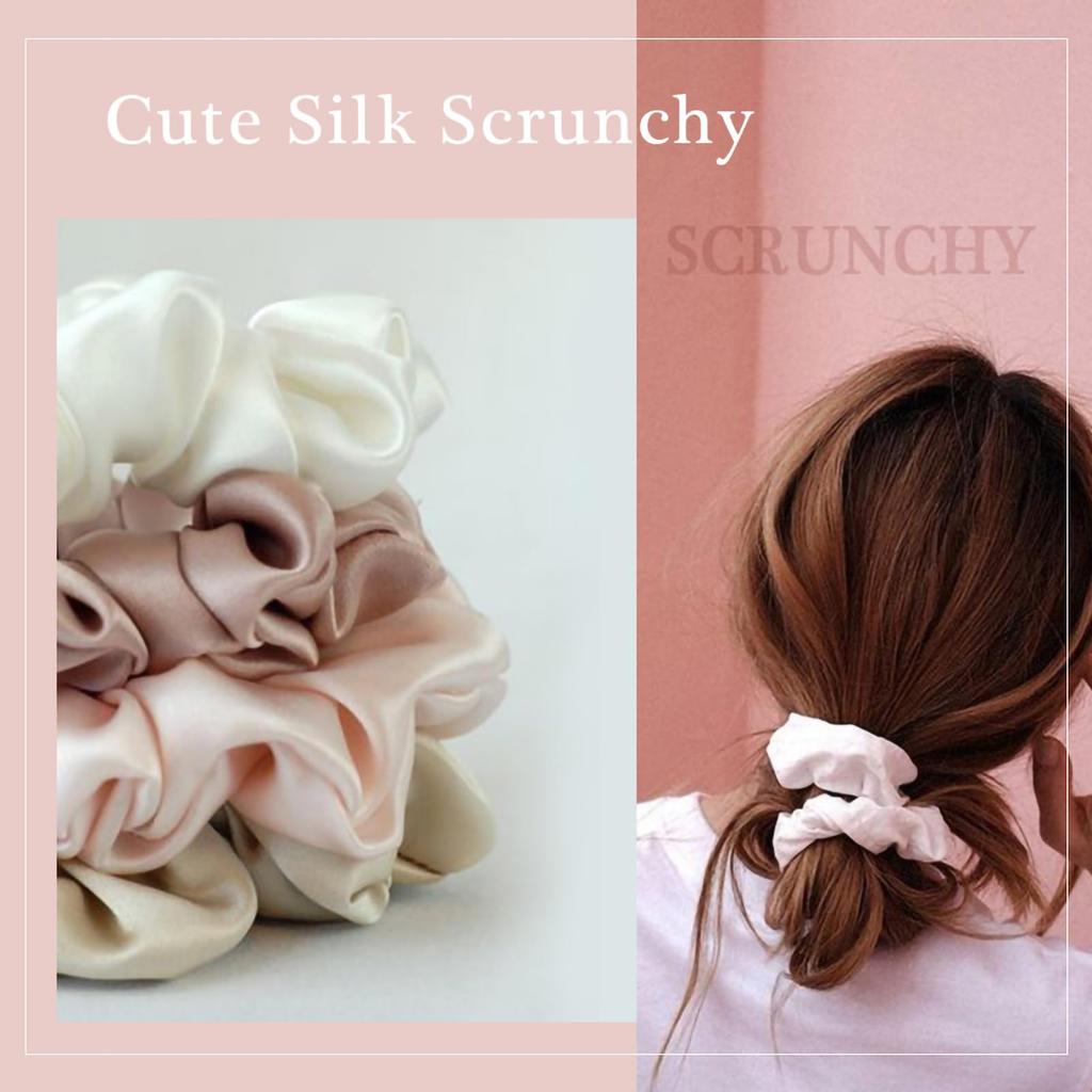 LILYSILK Silk Scrunchie Hair for Kids and Brand Name 6A Cute Hair Gentle On Midi Day Navy Blue Taupe Ties, Small, Adults, 100% Silk, Non-Staining,
