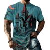 Men's Halloween Print T-Shirt, Short Sleeve Neck Tee for Halloween Celebrations