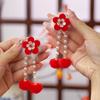 1 Pair Children's Hair Clip Hanfu Headwear New Year Hairpin Tang Suit Sweet Chinese Style Red Barrettes Tassel Ball Hair Clip