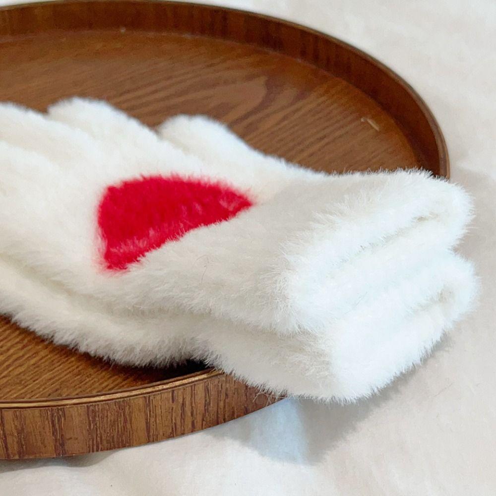 Plush Warm Gloves Love Heart Full Finger Mittens Warm Women Gloves Women