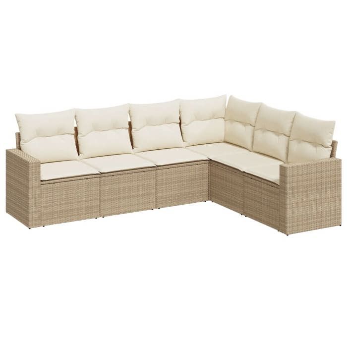 VidaXL Salon de jardin avec coussins 6 pcs beige résine tressée 3251345