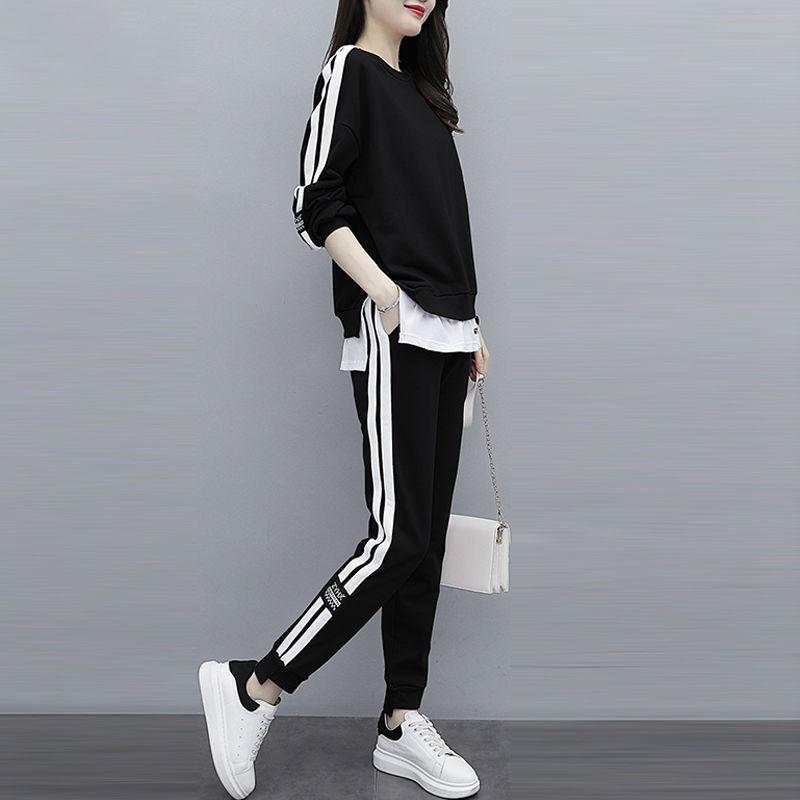 Plus Size Casual Sport Suit Sweatshirt Trousers 2-piece Set Loose Fit Fashionable Streetwear For Men Women